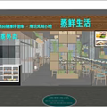 Modern Restaurant Interior With Hanging Chandeliers Blue Chairs And Wooden Tables