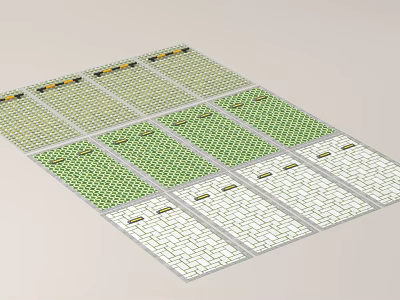 Organized Parking Lot Layout With Marked Green And White Parking Spaces 3d model
