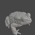 Gray Frog Sculpture 3D Model With Textured Surface And Lifelike Pose