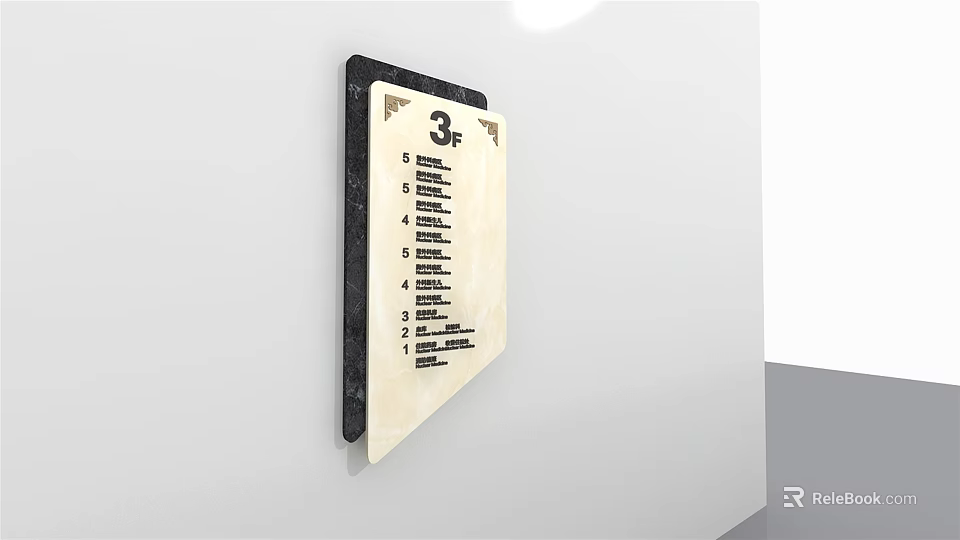 3F Floor Directory Sign With Room List Wall Mounted Design 3d model 