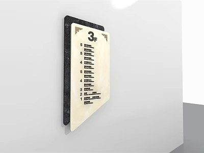 3F Floor Directory Sign With Room List Wall Mounted Design 3d model