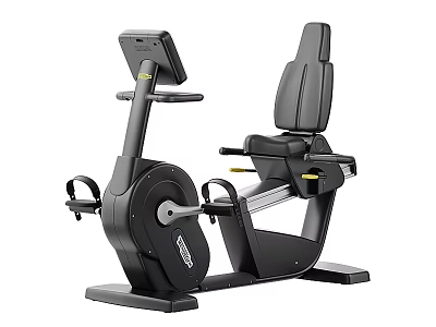 Black Reclining Exercise Bike With Ergonomic Seat And Digital Display Screen 3d model