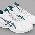 ASICS White High Top Basketball Shoes With Blue Accent And Comfortable Design