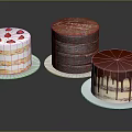 Different Types of Delicious Cakes with Strawberry Topping Chocolate Layers and Drizzle