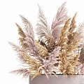 Elegant Bonsai Planter With Feathery Brown Pink Plants On Metal Stand