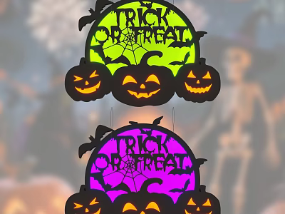 Halloween Decorative Lights with Trick Or Treat Lettering Pumpkins Bats And Spider Webs 3d model