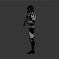 Game Movie Character Wearing Black And White Armor Holding Rifle In Standing Pose
