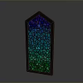 Stained Glass Home Decor Piece With Arched Top Wooden Frame And Colorful Mosaic Design