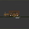 Wooden Detached Villa With Brown Roof Chimney And Pathway On Green Lawn