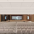 Modern Spacious Conference Room With Large Presentation Screen And Tidy Rows Of Comfortable Seats