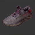 Gray Knit Upper Sneakers With Red Accents Transparent Sole And Lace Up Design