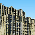 Modern High Rise Residential Building Exterior With Ground Floor Retail Shops