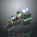 Mechanical Ant Character With Green Metallic Body Transparent Dome And Robotic Legs