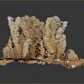 Natural Rock Formation With Orange Brown Layered Texture And White Particles