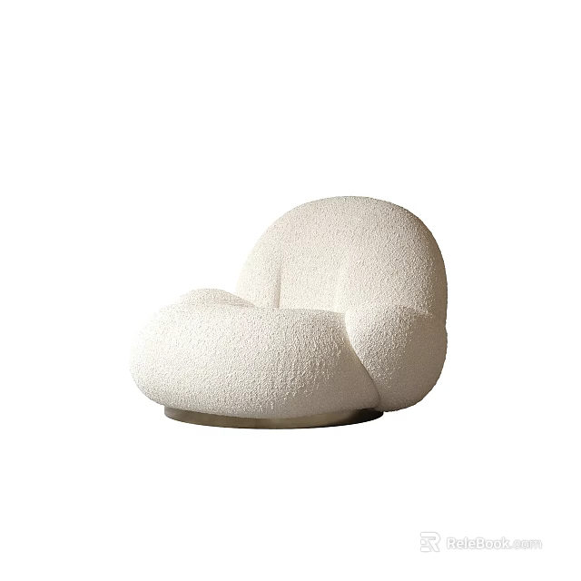 Plush White Lounge Chair with Curved Shape Modern Minimalist Design and Comfortable Texture 3d model 