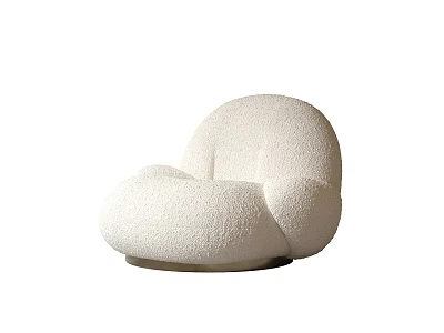 Plush White Lounge Chair with Curved Shape Modern Minimalist Design and Comfortable Texture 3d model