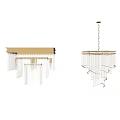 Modern Glass Chandeliers With Rectangular Brass Base And Spiral Hanging Pendant Lights