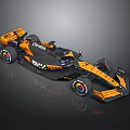 McLaren Black And Orange Race Car With Sponsor Logos And Colorful Wheels