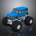 Blue Monster Truck With Large Wheels And High Off Road Chassis Design