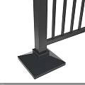 Municipal Road Guardrail Black Metal Design With Vertical Rails And Stable Posts