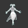 Game Movie Mythical Character With Ram Horns Gray Skin And Outstretched Arms