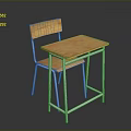 Light Wooden Desk And Chair Furniture Set With White Metal Legs