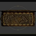 Oval Decorative Storage Box With Intricate Carved Patterns Golden Brown And Green Gemstone
