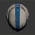 Detailed Blue White Weathered Clone Trooper Helmet With Distinctive Markings And Sci Fi Design
