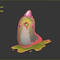 Colorful Slime Creature Character With Open Mouth And Glowing Green Dripping Slime