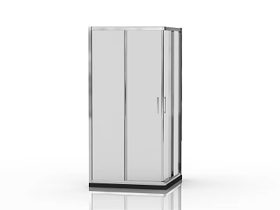 Modern Double Door Wardrobe With Metal Frame And White Panels Design 3d model