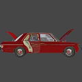 Vintage Cars In Red And Beige With Open Hood And Roof Rack On
