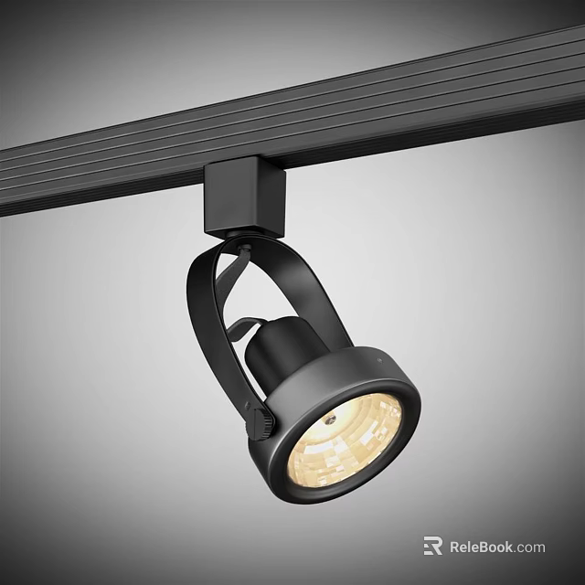 Black Track Spotlight Fixture With Warm Light For Modern Interior Lighting 3d model