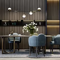 Light Luxury Dining Table and Chair Combination 3d model