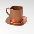 Shiny Copper Square Cup With Matching Saucer For Modern Tabletop Decor