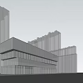 Modern Glass Curtain Wall Sales Office Building In Urban High Rise District With Soft Evening Lighting