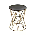 Modern Luxury Side Tables With Geometric Gold Metal Frames And Black Tabletops