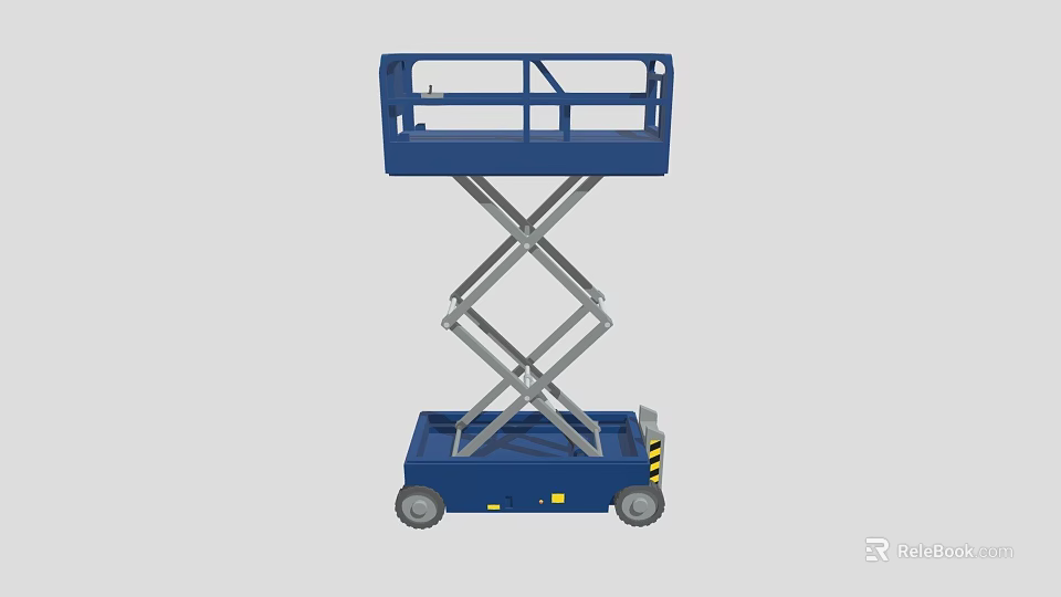 Scissor Lift Industrial Equipment Mobile Hydraulic Platform with Guardrail and Wheels 3d model 