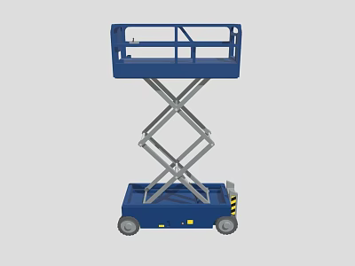 Scissor Lift Industrial Equipment Mobile Hydraulic Platform with Guardrail and Wheels 3d model