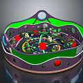 Colorful Decorative Household Tray With Green Purple Edges Holes Red Balls And Small Figures