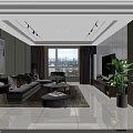 Elegant Modern Dining Living Room Interior With Wooden Cabinets Dining Table Chairs And Pendant Light