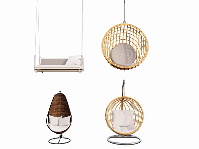 Modern Rattan Hanging Chairs Various Stylish Designs Egg Round Shapes Indoor Outdoor 3d model