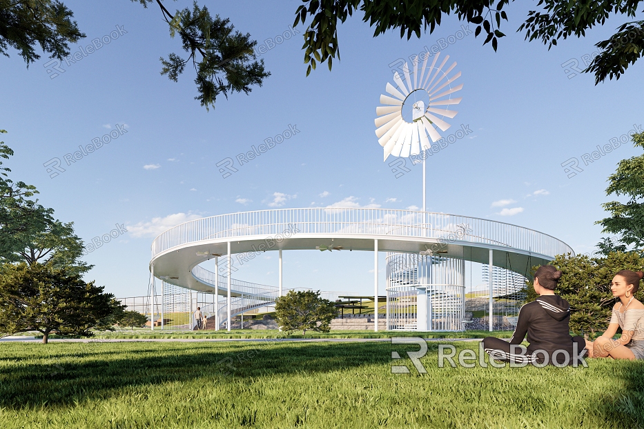 Low Carbon Park New Energy Windmill Park Circular Landscape model