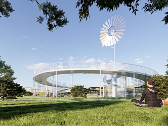 Low Carbon Park New Energy Windmill Park Circular Landscape 3d model