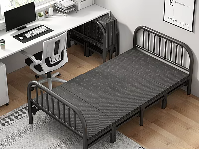 Foldable Metal Bed In Modern Office Bedroom Setup 3d model