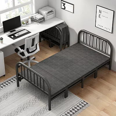 Foldable Metal Bed In Modern Office Bedroom Setup 3d model