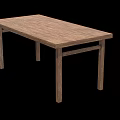 Wooden Rectangular Table With Four Legs And Natural Wood Grain Design 3d model