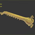 Ancient Red Stringed Musical Instrument With Traditional Handcrafted Goose Head Design