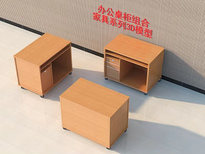 Practical Wooden Office Desks Combined With Cabinets Modular Furniture Series Design 3d model