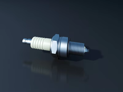 Automotive Spark Plug With Metal Body And Ceramic Insulator Design 3d model