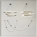 Modern Circular Pendant Lights With White LED Rings And Hanging Design